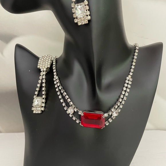 Set necklace and ear clips - Picture 2 of 9